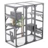 Outdoor Diy Cat House Catio With Double Enter Doors, Platforms, And Condos - Dark Gray - Image 10