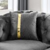 Velvet Button Tufted Sofa Couch With 2 Pillows 3 Seater Luxury Chesterfield Sofa Set With Stainless Steel Accents For Living Room - Gray - Image 10