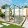 Newly Marketed Gain Height Windproof Aluminum Greenhouse 6 X 6 Ft Polycarbonate Greenhouse Raised Base And Anchor Aluminum Heavy Duty Walk - In Greenhouses For Outdoor Backyard In All Season - Green - Image 7