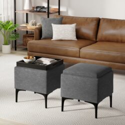 Natasha - Storage Ottoman With Tray - Gray