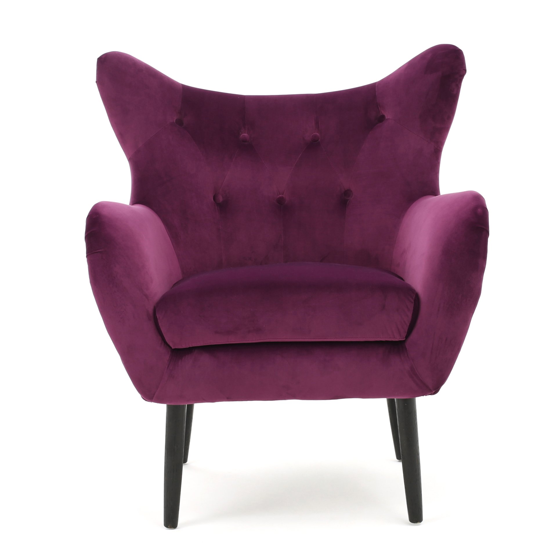 Alyssa - Velvet Arm Chair With Wingback Design - Fuchsia - Image 5