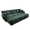 Elegant Textured 3 Seater Sofa Set With 3 Ottomans And Pillows Frame - Green - Image 16