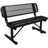 4' Outdoor Steel Bench With Backrest - Black - Image 5