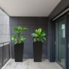 Elegant Square Planter With Automatic Watering System, Faux Rattan Design, Polypropylene (Set of 2) - Black - Image 9