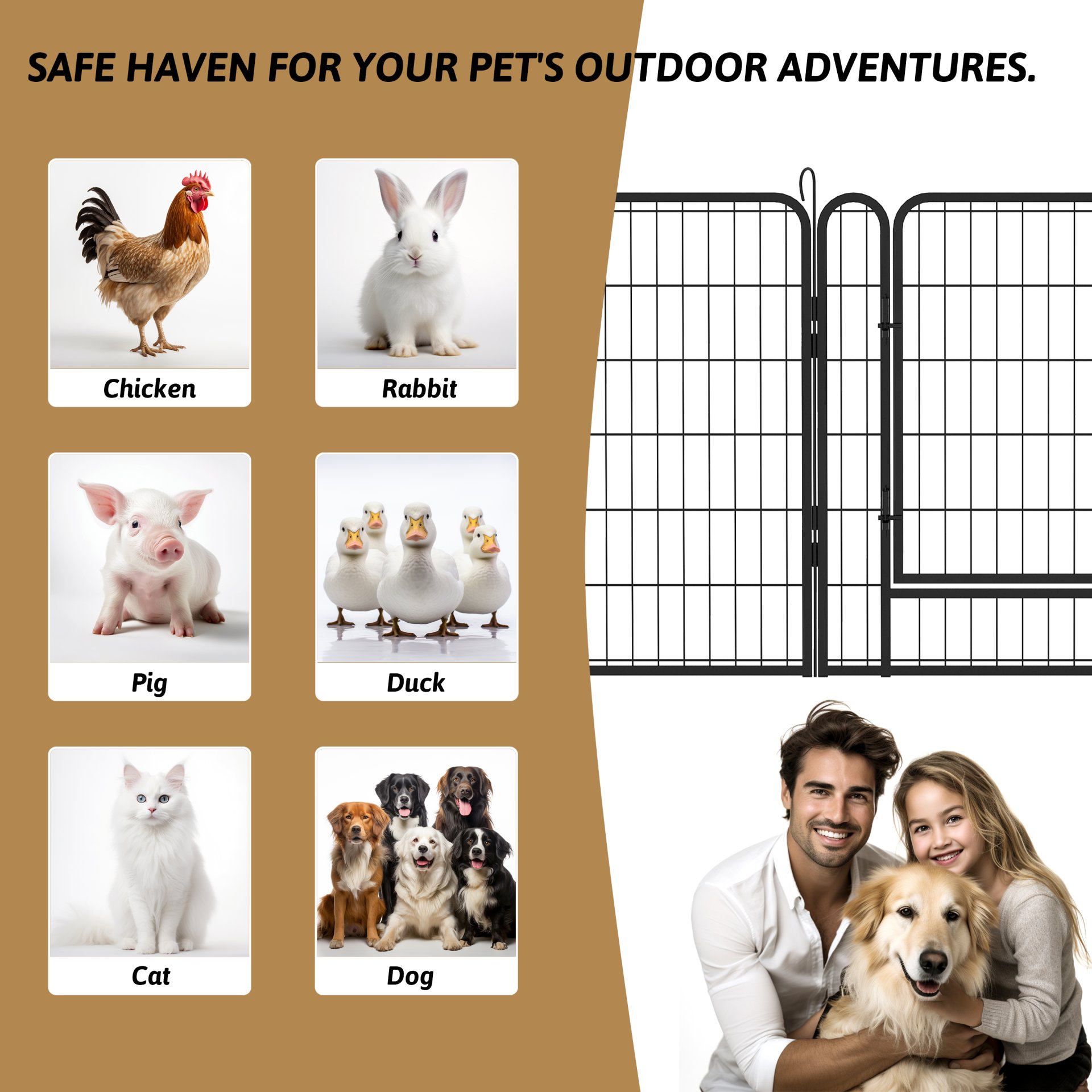 6 Panels Heavy Duty Metal Playpen With Door, Dog Fence Pet Exercise Pen For Outdoor, Indoor - Black - Image 10