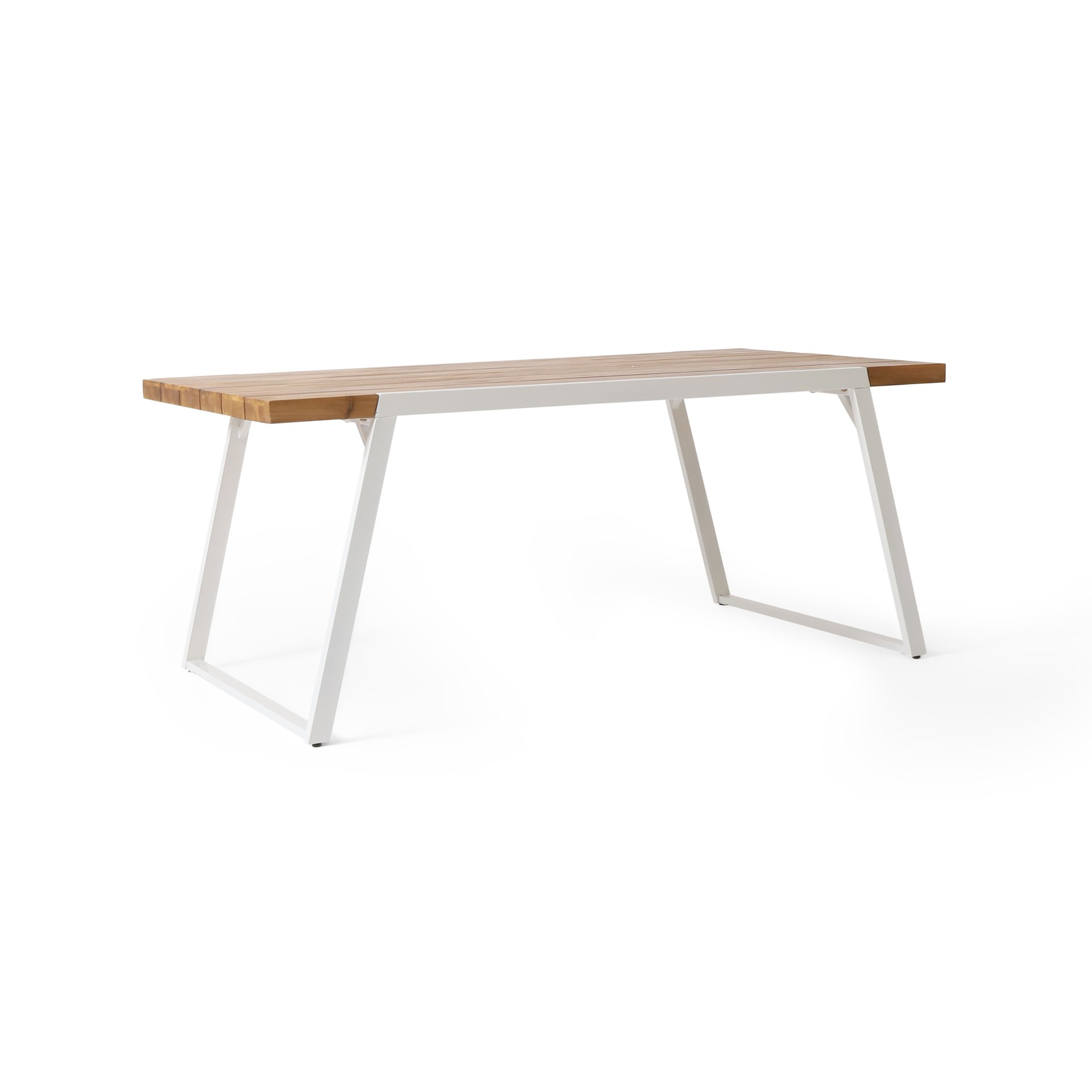 Outdoor Dining Table With Slat Top - Teak / White - Image 4