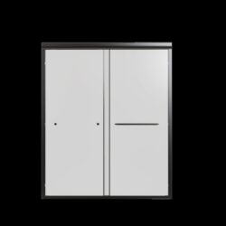 Semi-Frameless Double Sliding Shower Door, Bypass Shower Door, 1 / 4" (6Mm) Thick SGCC Tempered Glass Door - Black