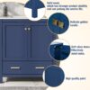 Bathroom Vanity With Single Sink, Combo Cabinet Undermount Sink, Bathroom Storage Cabinet With 2 Doors And A Drawer, Soft Closing, Multifunctional Storage, Solid Wood Frame - Blue - Image 7