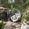 Charming Hanging Basket Chair With Cozy Wicker Weave And Sturdy Metal Frame - Gray - Image 4