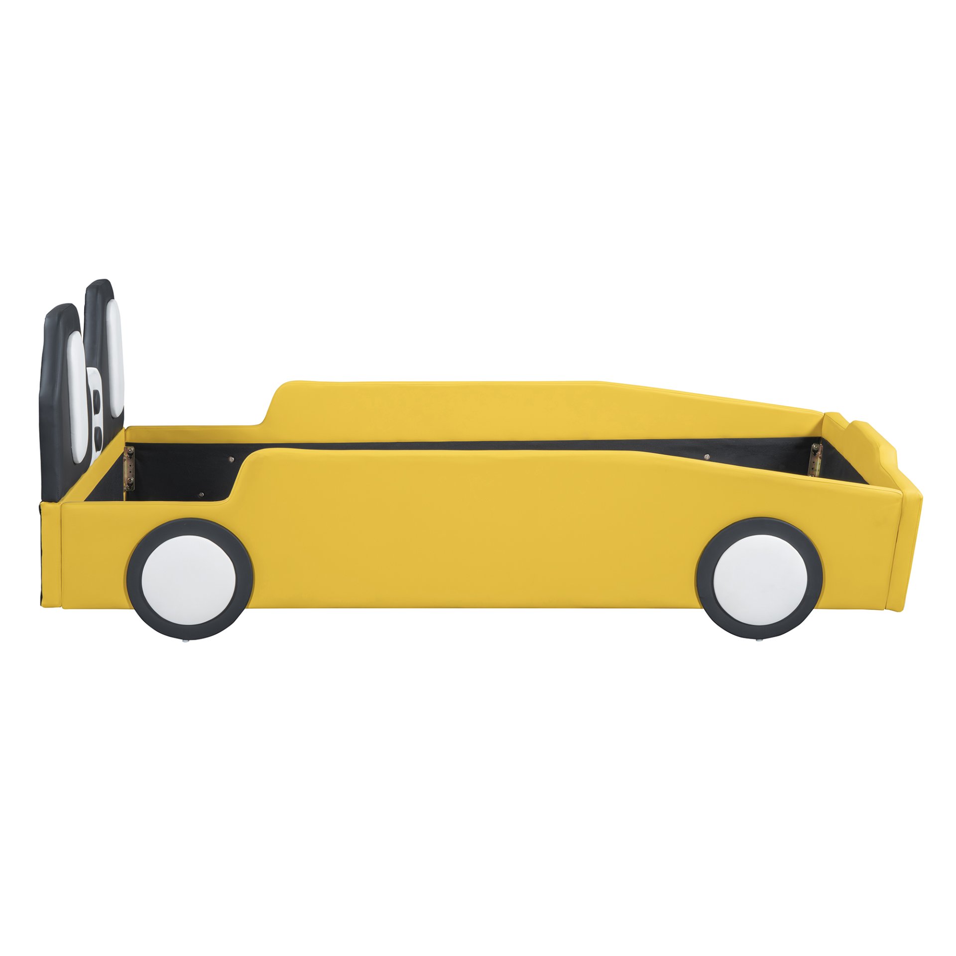 Twin Size Race Car Shaped Platform Bed With Wheels - Yellow - Image 8