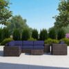 5 Person Outdoor Sectional Sofa Set With Frame And Glass Table - Espresso - Image 2