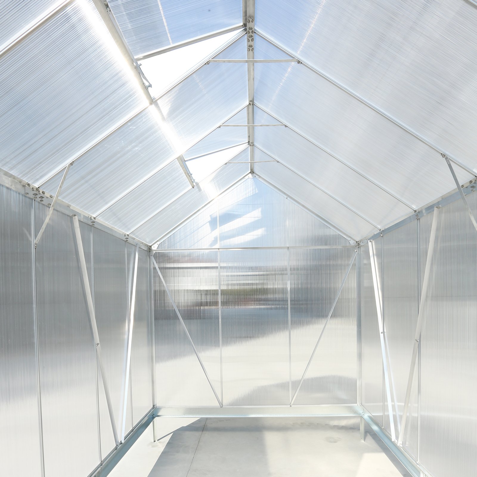 6.3'x10.2'x7' Polycarbonate Greenhouse, Heavy Duty Outdoor Aluminum Walk-In Green House Kit With Rain Gutter, Vent And Door For Backyard Garden - Aluminium - Image 19