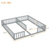 Double Twin Floor Bed With Fence, Guardrails, Without Door - Gray - Image 14