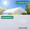 10 X 20 Ft Carport Canopy Cover Replacement Heavy Duty Waterproof Fabric With 36 Bungee Cords UV & Tear Resistant (Cover Only) - White - Image 10