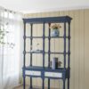 4 Tiered Wooden Shelf With Two Drawers, Farmhouse Wood Bookcase Display Storage Shelf Etageres - Antique Navy Blue - Image 4