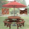 8 Person Wooden Picnic Table, Outdoor Camping Dining Table With Seat, Garden, Diy With 4 Built-In Benches, 2220Lb Capacity - Brown - Image 5