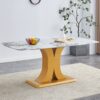 Modern Minimalist Dining Table With Imitation Marbled Glass Top And Legs For Kitchen And Living Room - Gold - Image 4