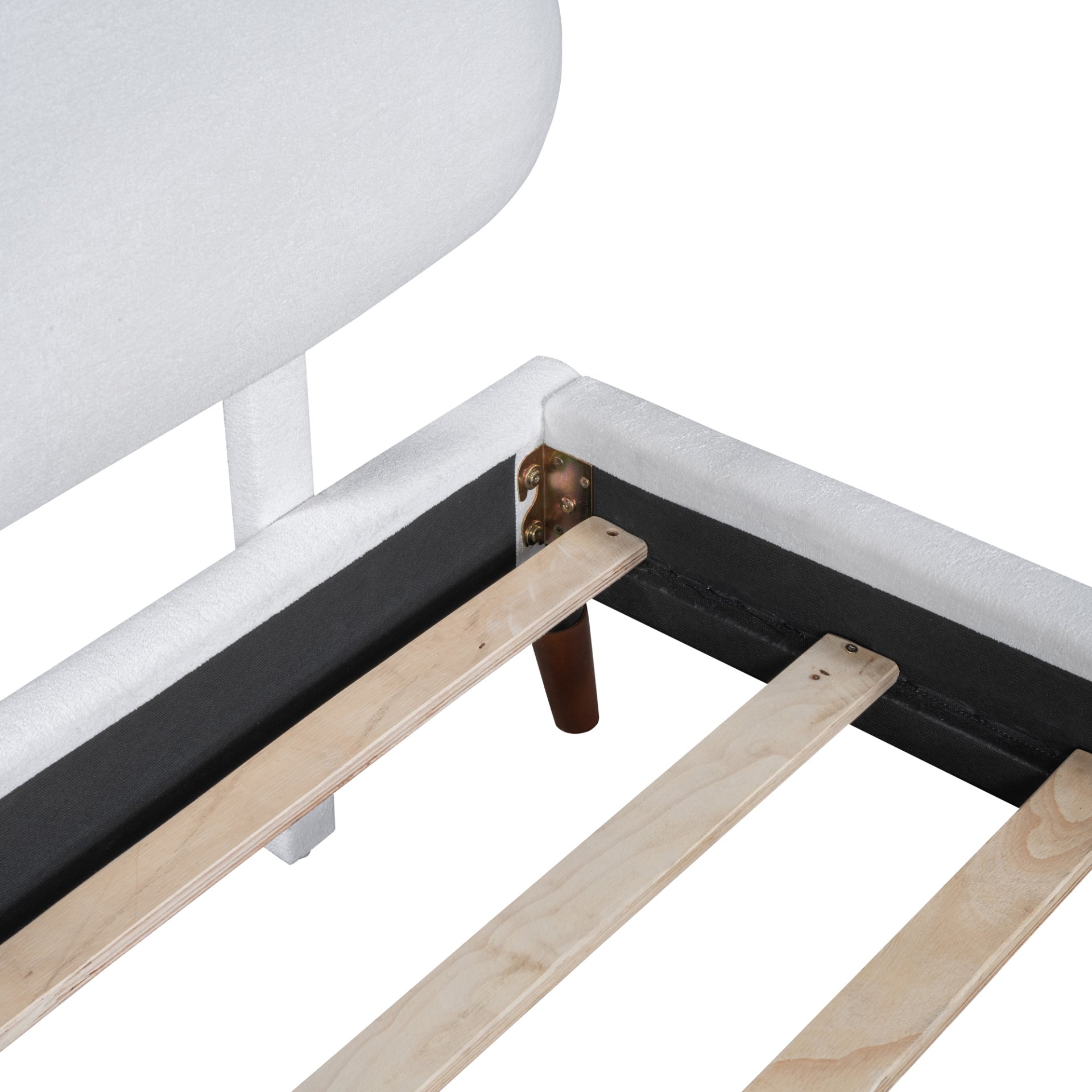 Full Size Upholstered Platform Bed With Sheep Shaped Headboard - White - Image 15