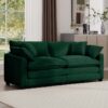 Modern Fabric Living Room Sofa With 4 Pillows Upholstered Large Deep Seating Loveseat Corduroy - Green - Image 2