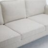 Rolled Arm Sofa With Nailhead Trim 3 Seater Upholstered Couch With Wooden Legs For Living Room Or Bedroom Deep Seat Design - Beige - Image 7