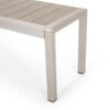 Outdoor Modern Aluminum Dining Bench With Faux Wood Seat - Natural / Silver - Image 9