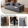 Floor Couch, Compression Sofa, Convertible Floor Sofa Bed & Pillow Back Support Armrest - Dark Gray - Image 5