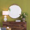 Round Wall Mounted Mirror With Frame For Bathroom Living Room - Gold - Image 2