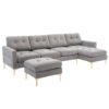 Convertible Sectional Sofa Couch With Movable Ottoman - Light Gray - Image 14