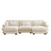 Modern U Shape Modular Sectional Sofa Couch With Movable Ottomans Convertible L Shaped With Pillows And Bolstered Armrests - Cream - Image 11