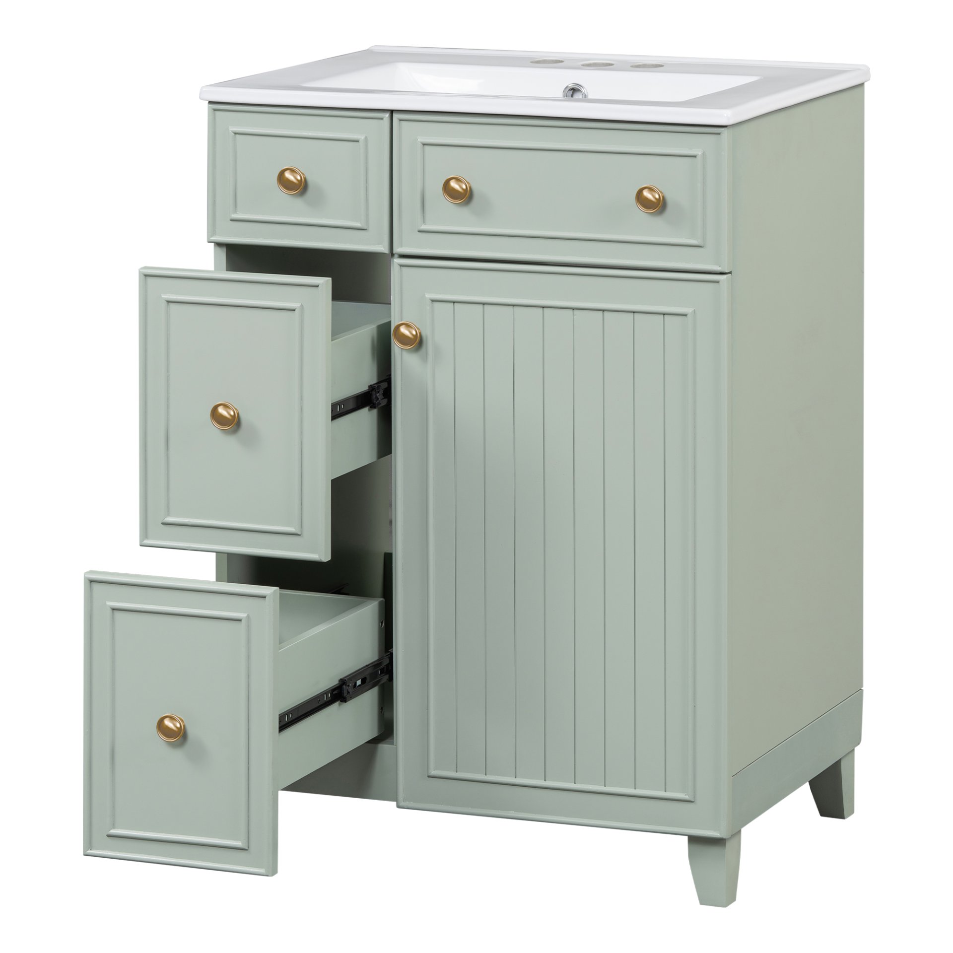 24" Bathroom Vanity Cabinet With Sink - Green - Image 15