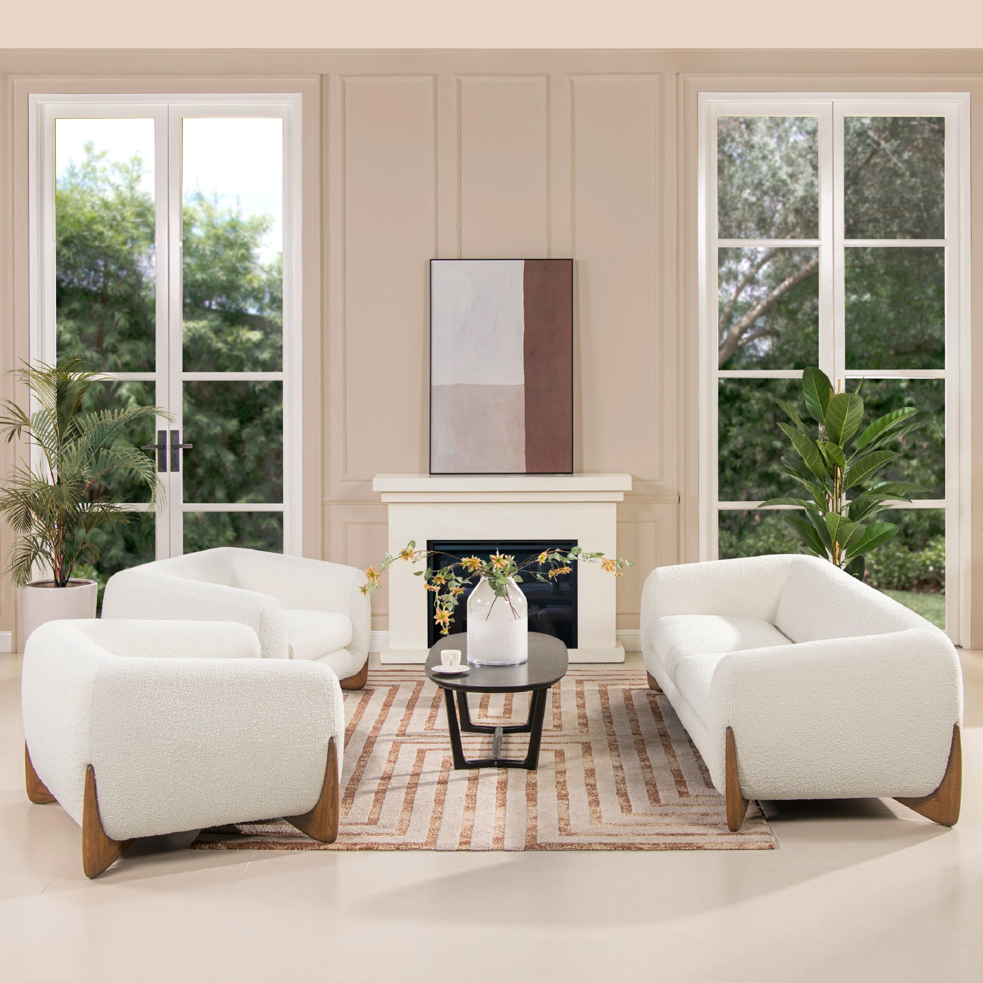 Alpine - Sherpa Arm Chair - Ivory White - Image 3