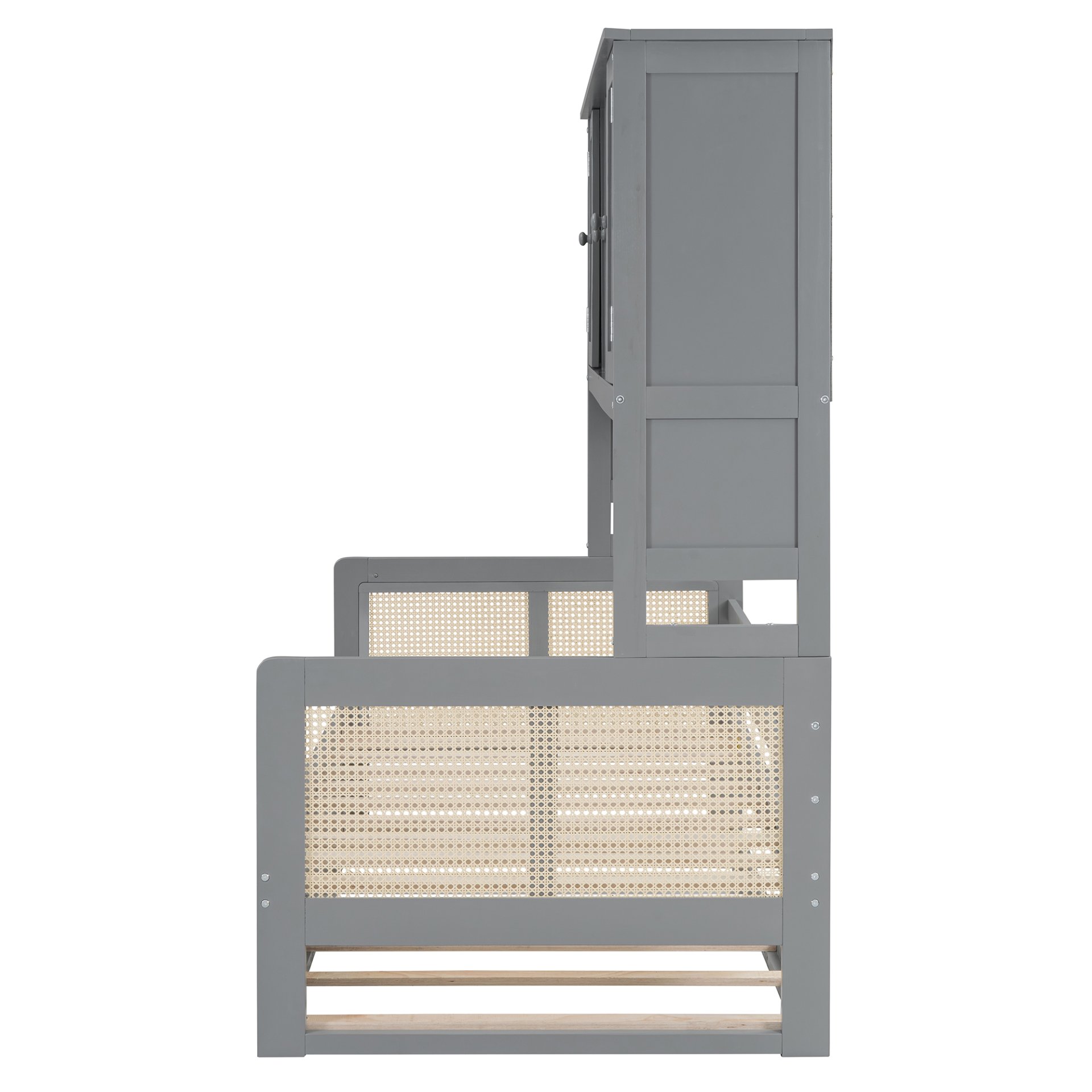 Twin Size Wooden Daybed With Twin Size Trundle, And All In One Cabinet And Shelf - Gray - Image 17