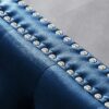 Wide Sofa With Jeweled Buttons, Square Arm, 2 Pillows - Blue - Image 7