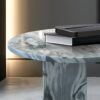 Natural Marble Coffee Table With Polished Surface, Genuine Stone - Blue Gray - Image 6