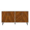 Mid-Century Modern Faux Bookmatch Door Buffet - White / Teak - Image 2
