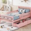 Twin Size Platform Bed With Guardrails On Both Sides And 2 Storage Drawers - Pink - Image 12
