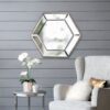 Hexagon Wall Mirror With Contemporary Glass Design, Home Decor Accent Mirror For Living Room, Entryway, Bedroom - Silver - Image 5