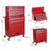 8 Drawer Rolling Tool Chest With 2 In 1 Detachable Top Box, Lockable Wheels, Liners, And Side Hooks Metal Tool Cabinet For Garage - Red - Image 3