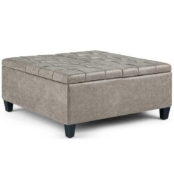 Harrison - Coffee Table Storage Ottoman - Distressed Gray Taupe