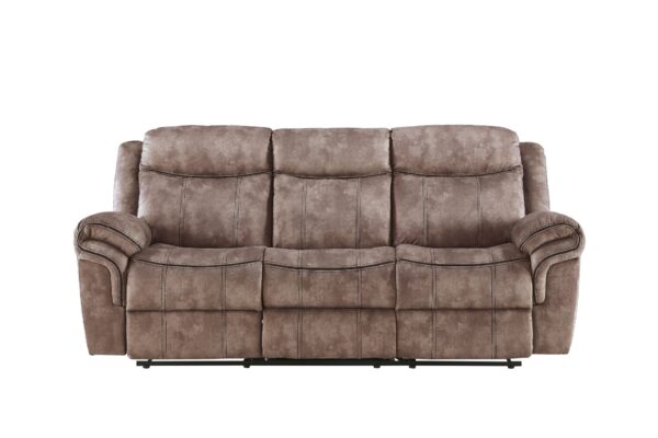 Zubaida - Two Tone Velvet Recliner Sofa With USB Port Drop Down Table - Chocolate