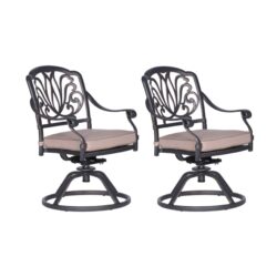 Patio Outdoor Aluminum Dining Swivel Rocker Chairs With Cushion (Set of 2) - Spectrum Sand