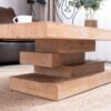 Modern Rustic Coffee Table, Rectangular Center Table For Living Room - Natural Wood Wash / Rustic - Image 8