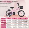 Fkznpj - 16" Sporty Kids Bike With Training Wheels And Stand Adjustable Saddle Suitable For Boys And Girls Aged 4 - 8 Years Tall Height 41 - 46" Available In A Variety Of Colors - Pink - Image 8