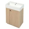 Bathroom Vanity With Sink, 21.6" Freestanding Wood Grain Cabinet With Storage Ideal For Small Bathrooms - Wood - Image 13
