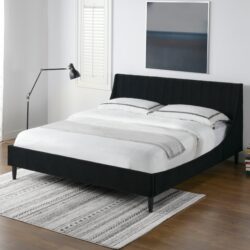 Aspen - King Vertical Tufted Headboard Platform Bed Set - Anthracite Black