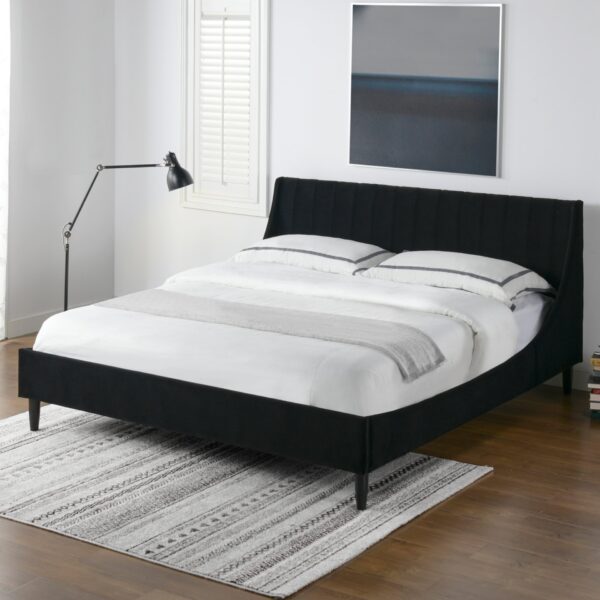 Aspen - King Vertical Tufted Headboard Platform Bed Set - Anthracite Black