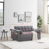Modern Convertible Sleeper Sofa Couch With Pull Out Bed With Pillows & Side Pockets For Small Space, Living Room - Gray - Image 3