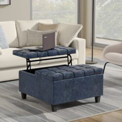 Harrison - Small Square Coffee Table Storage Ottoman - Blue