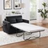 Twin Size Sofa Bed Sleeper Sofa Loveseat With Foldable Mattress, Side Table, Storage Pocket, USB Ports - Black - Image 2