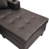 Modern Sectional Sofa Set With L Shape Chaise Lounge And Cup Holder - Chocolate Brown - Image 9